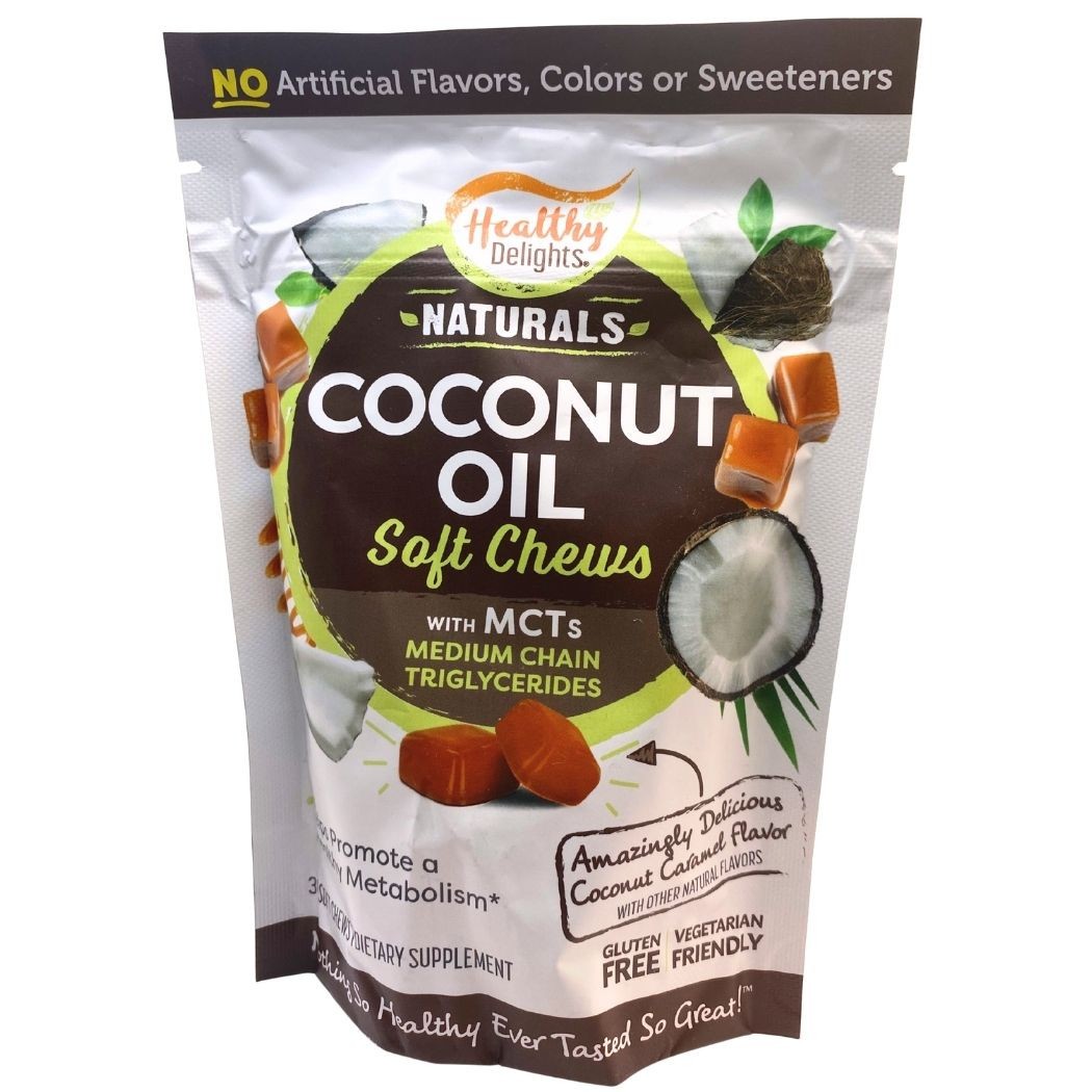 Healthy Delights Naturals, Coconut Oil Soft Chews, Coconut Caramel Flavor