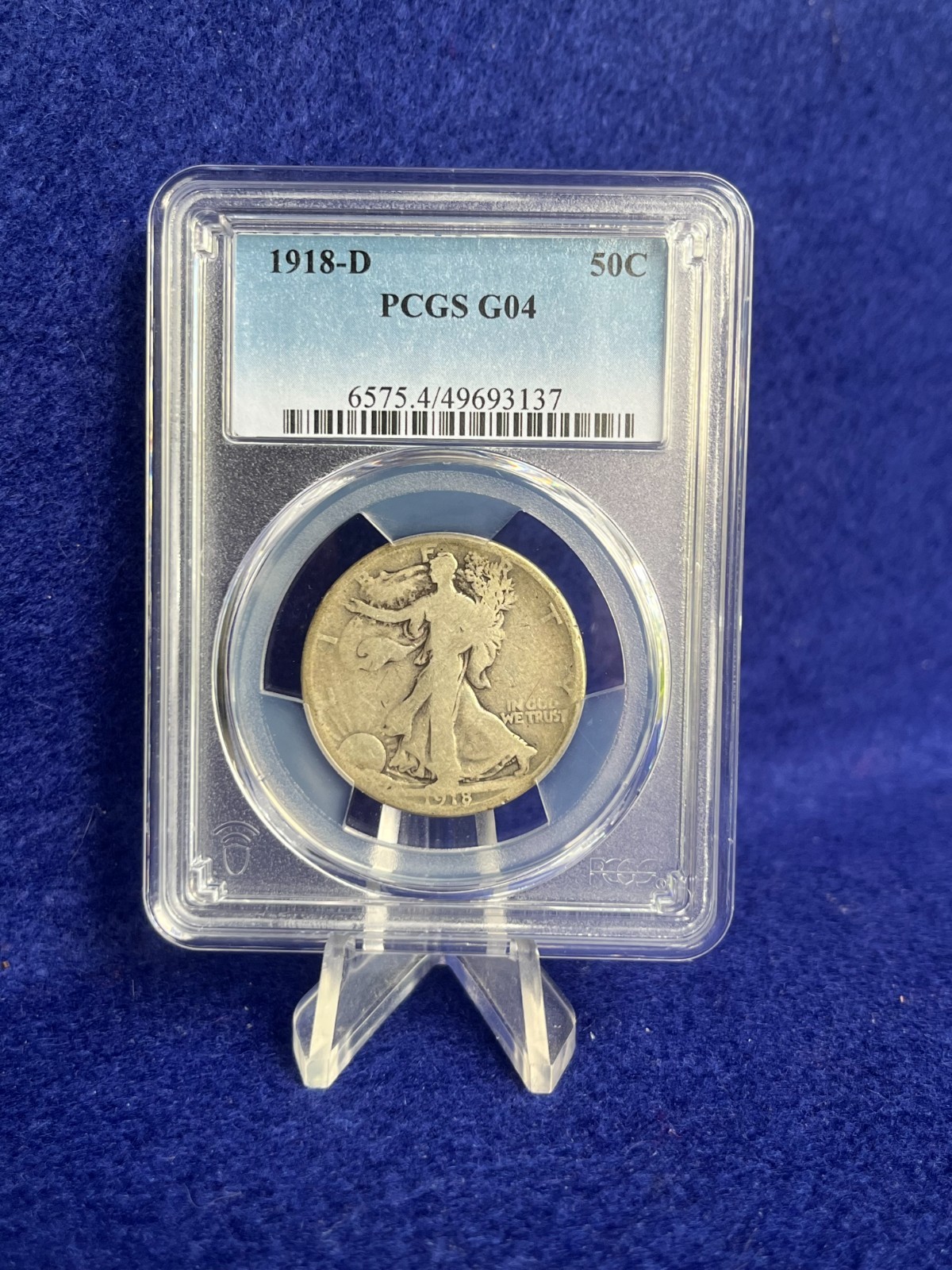 1918-D Walking Liberty Half Dollar 50c *PCGS G4 Good* Solid Coin