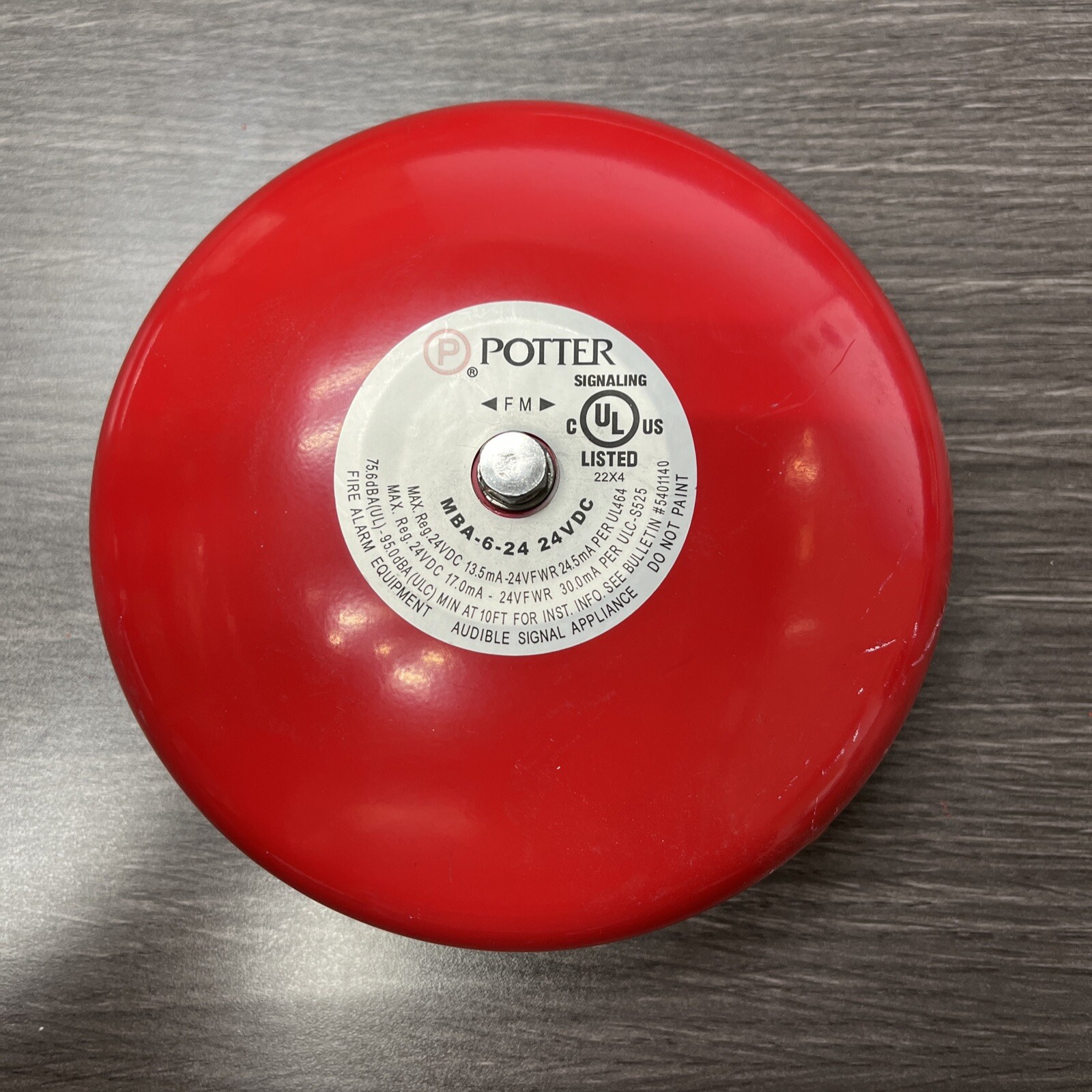 Potter Electric MBA-6-24 24VDC 6IN Bell 