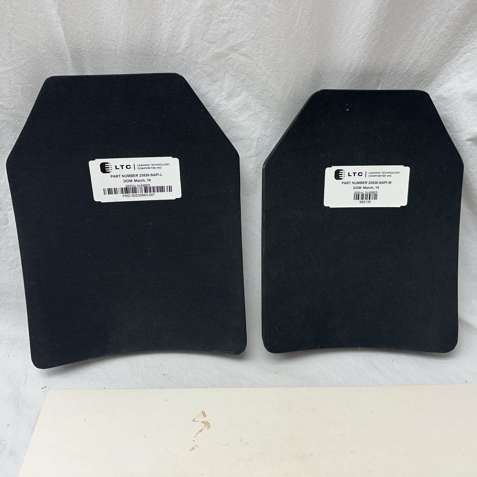 LTC 23526 3+ Super Lightweight Armor Plate Medium Front Large Back