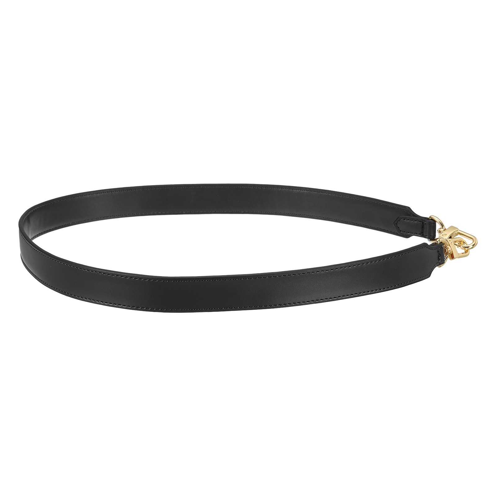 38 Inch Leather Purse Strap, 1 Inch Wide Strap with Gold Buckles, Black