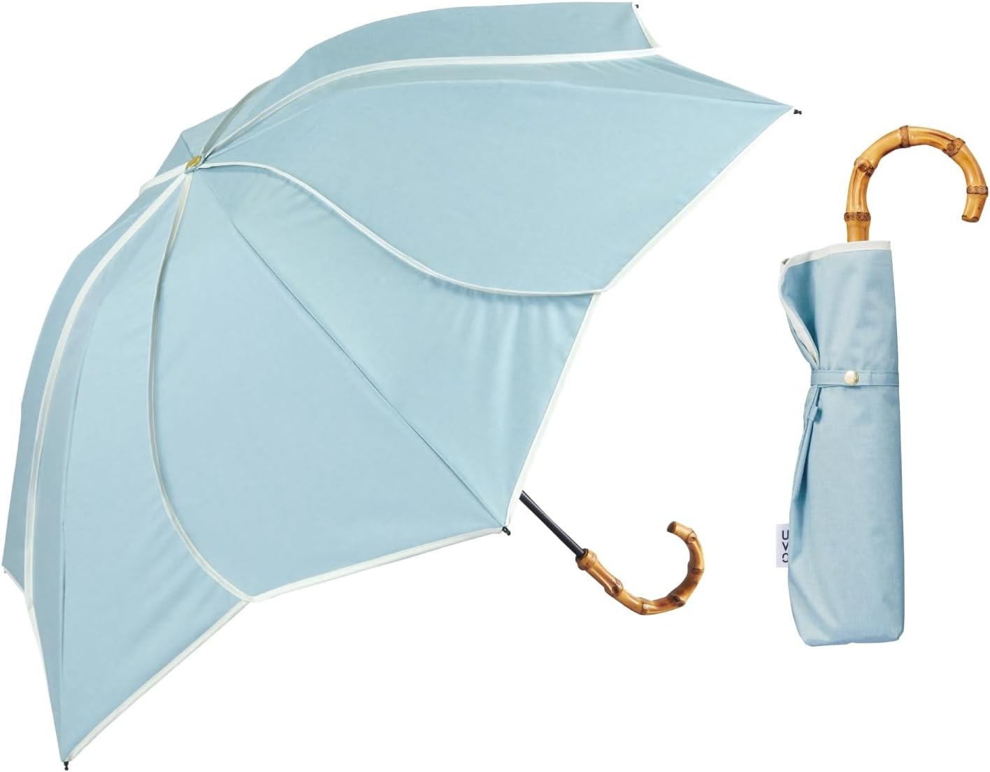 Wpc UV Protection Folding Parasol UVO FLORAL Handle 3-Stage Folding Sax 55cm