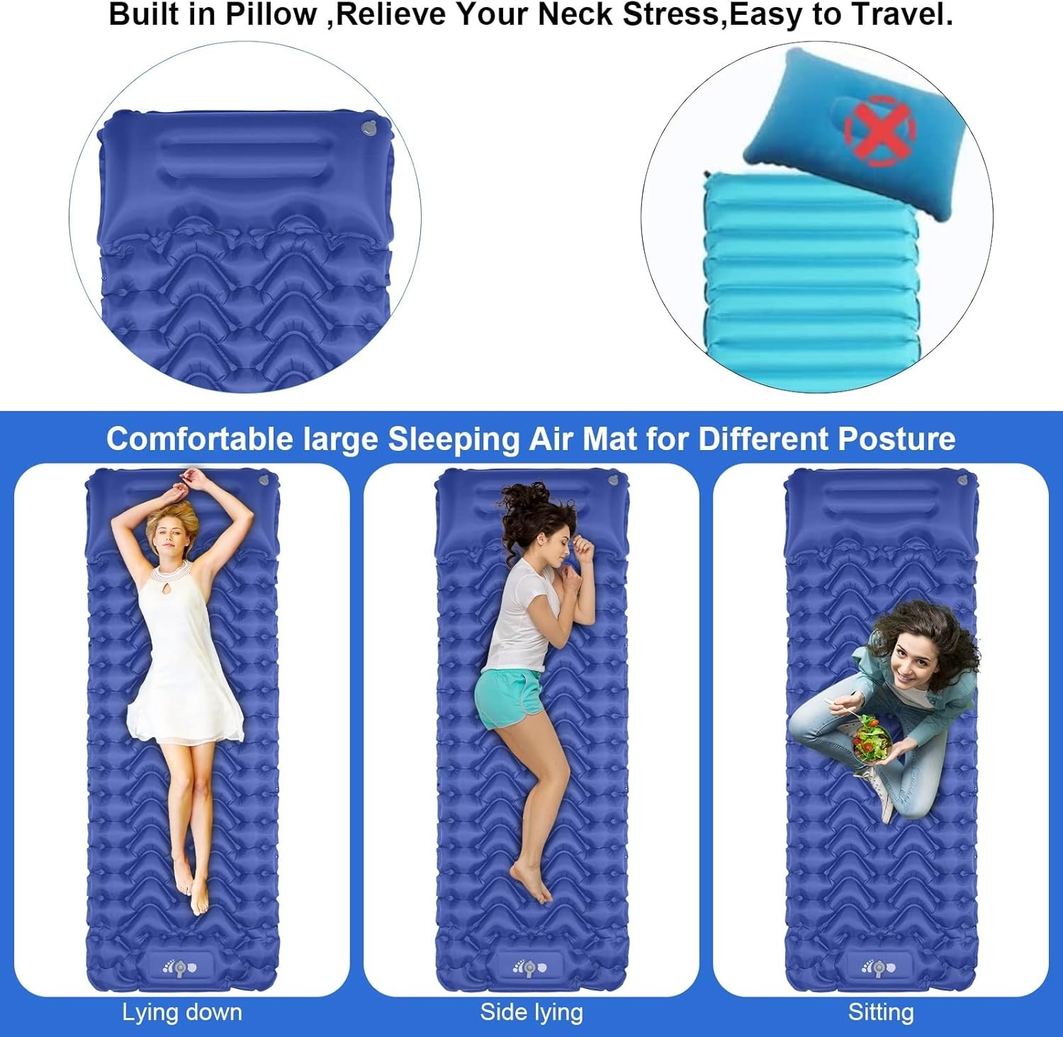 Colchoneta inflable ultraligera para acampar