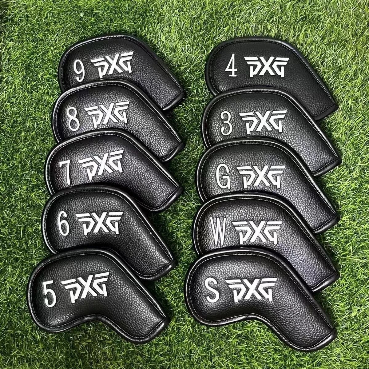 [MAGNETIC] PXG Golf Club Iron Head Cover 10Pcs 3-W, G, S Black New Style Quality