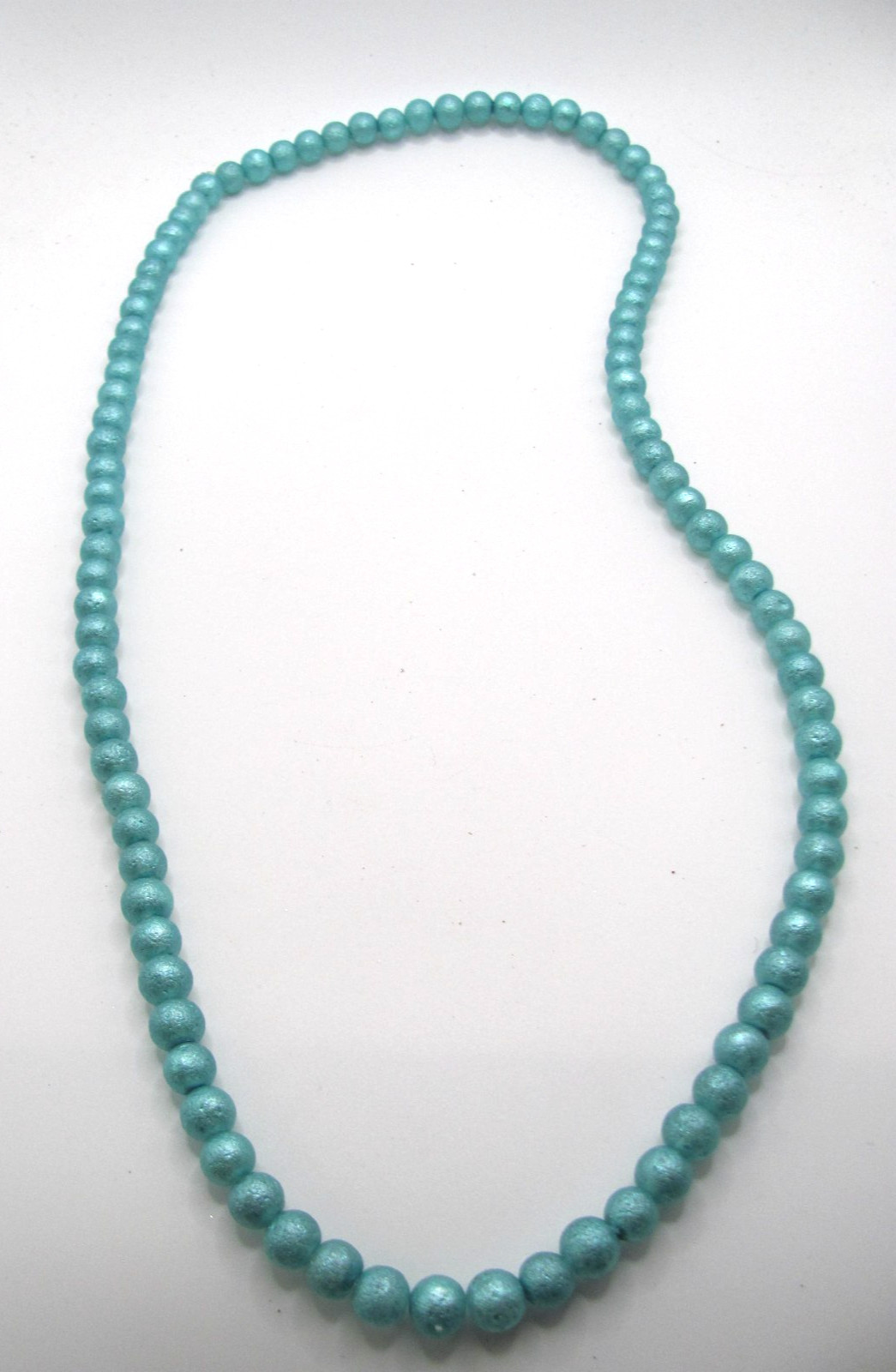 13" FROSTED AQUA ROUND GLASS BEADS GLASS MARDI GRAS BEAD