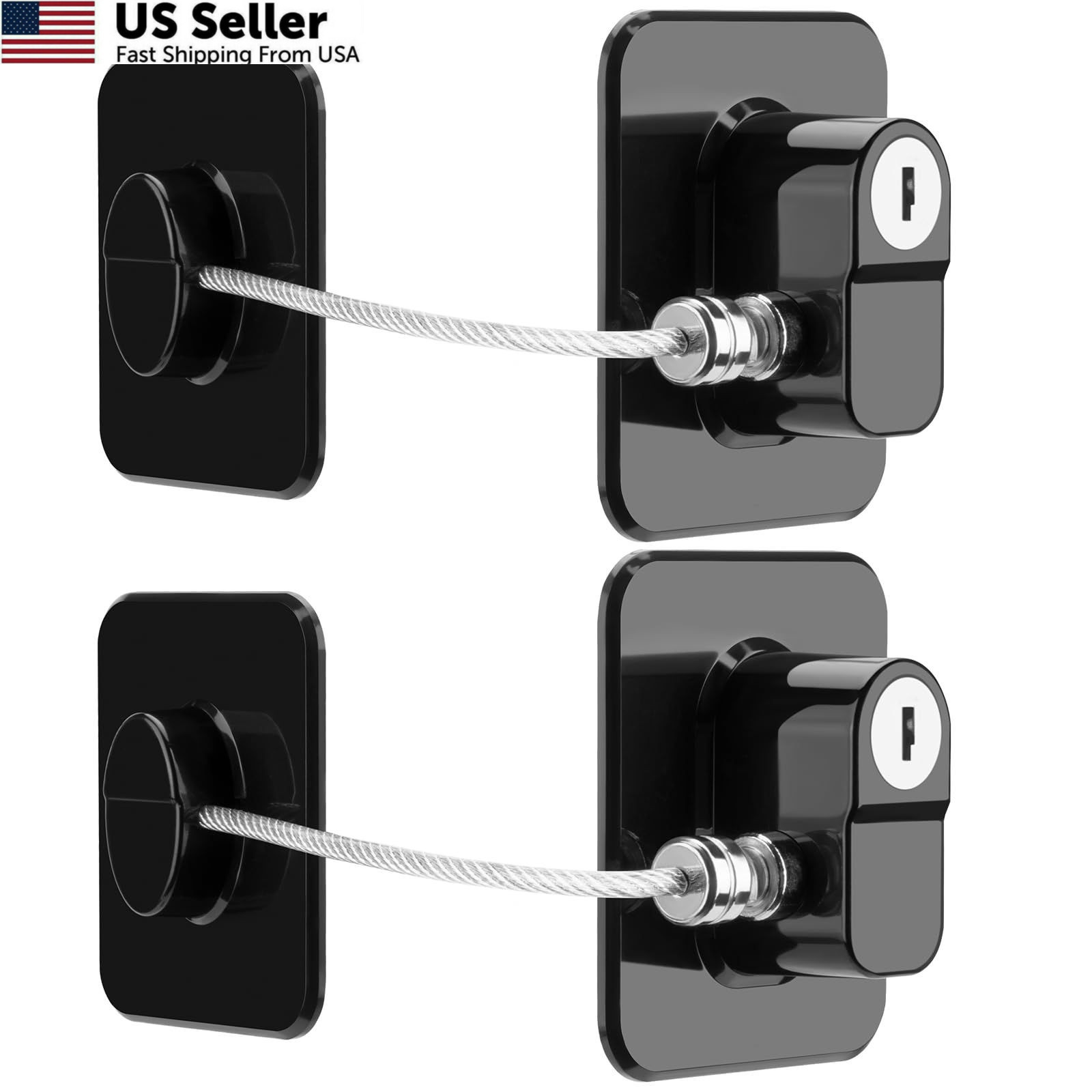TIJTJHC Fridge Lock, 2PCS Upgraded Simple and Atmospheric Style, Black