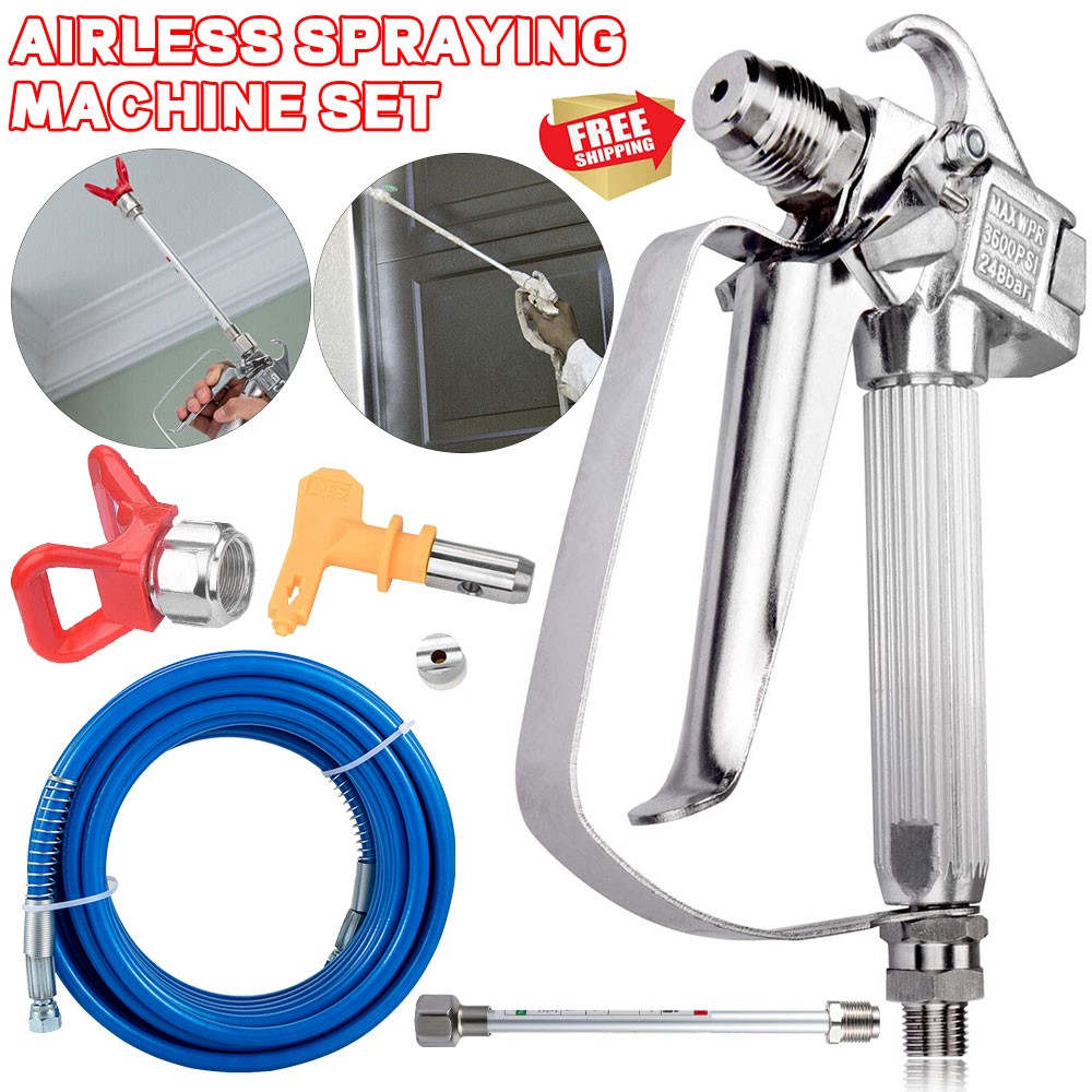 26Ft 3600PSI Airless Paint Spray Gun and 517 Tip Sprayer Hose Flexible Fiber ZF