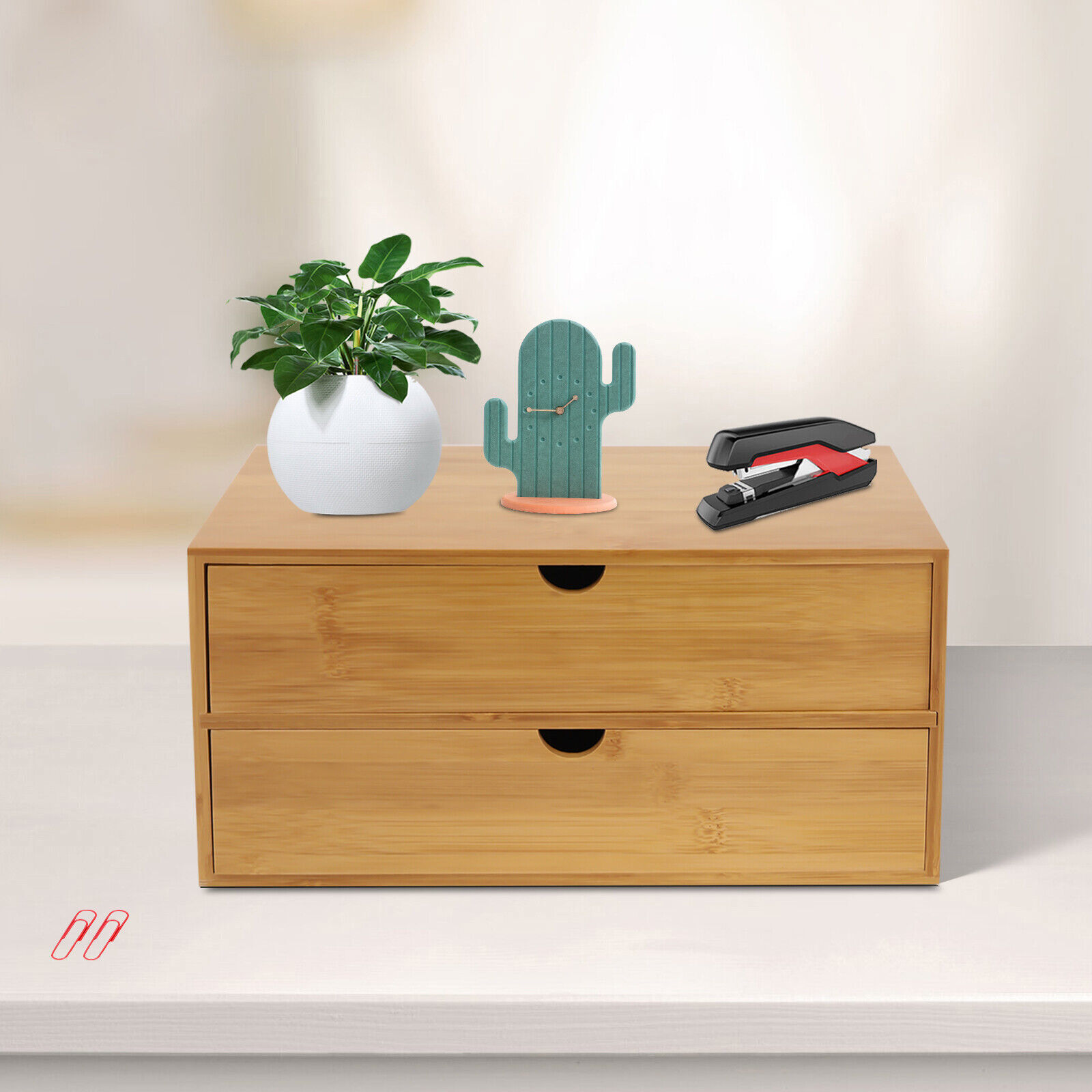 New Small Bamboo Desktop Organizer Storage Box with 2/3/4 Drawers, Simple Design