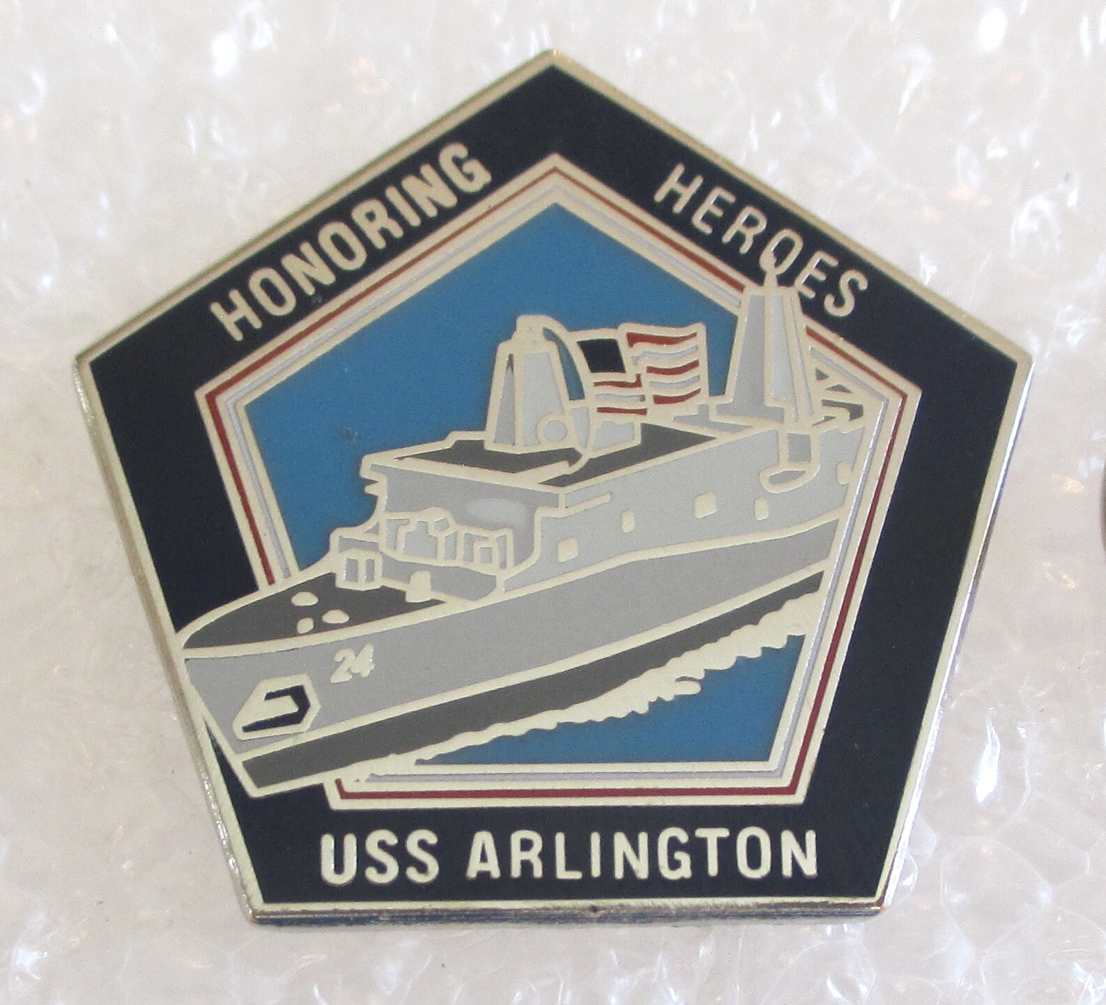 USS Arlington Souvenir Collector Pin - US Navy Amphibious Transport Dock Ship