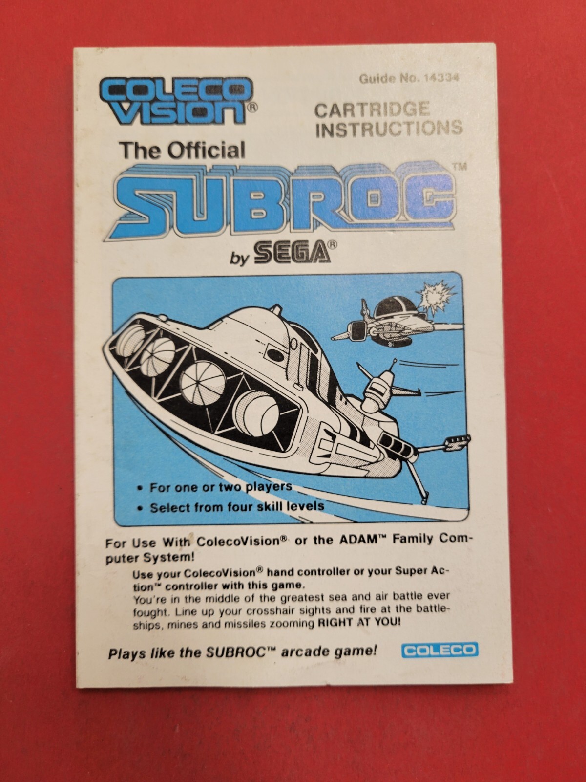 Subroc colecovision Manual Only