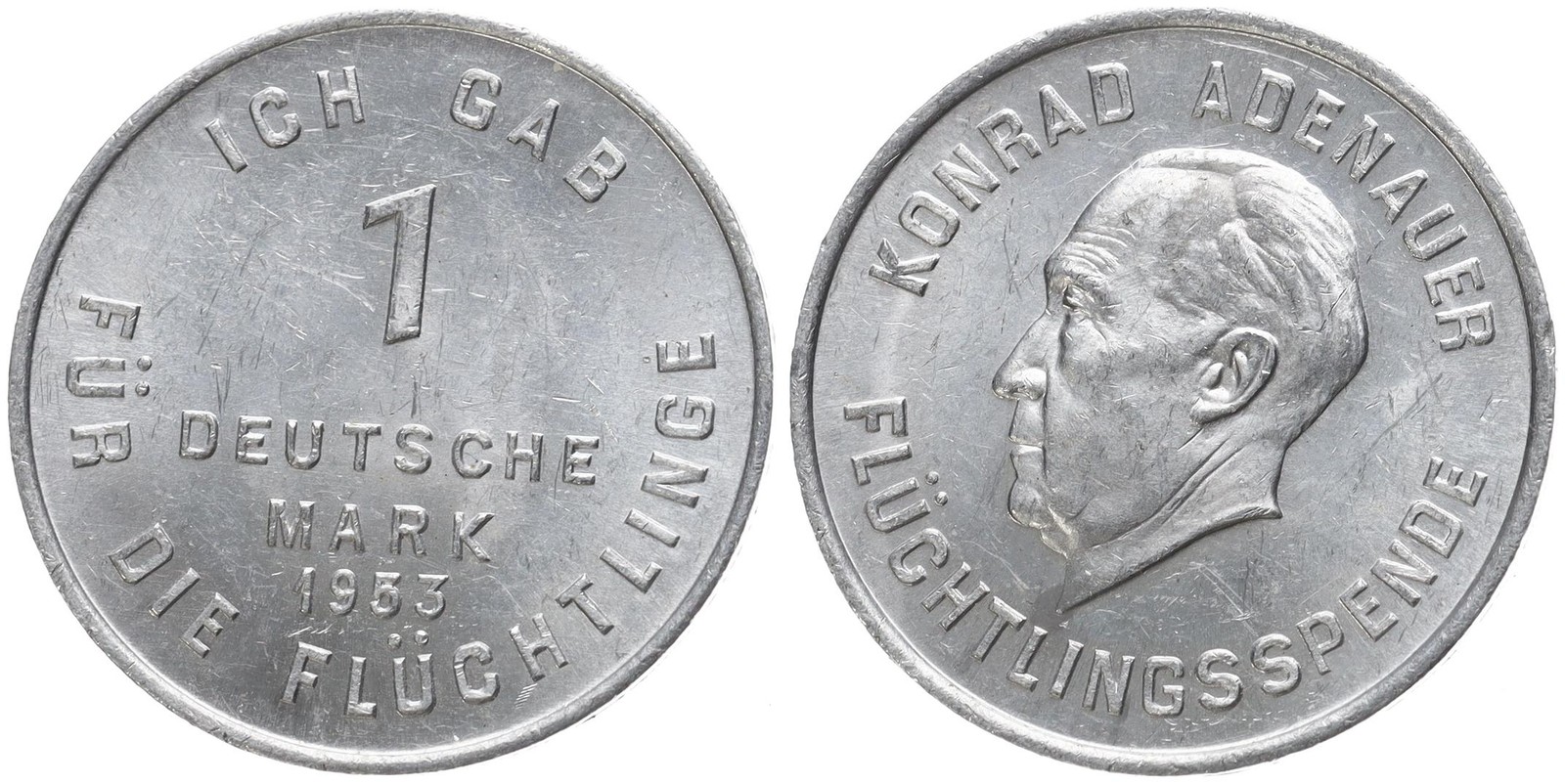 Token Ich Gab 1 Refugee Stamps - Refugee Donation Konrad Adenauer 1953-i