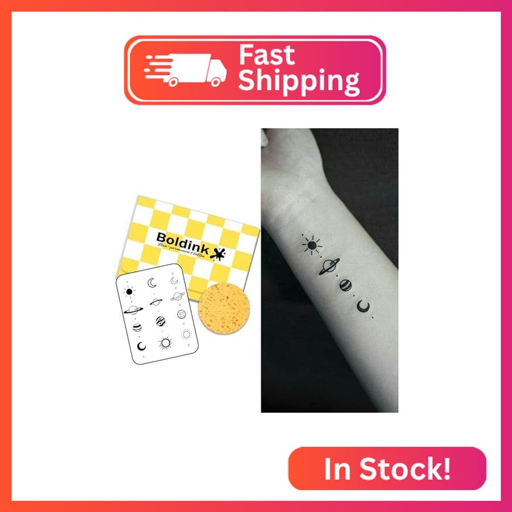 Space Semi Permanent Tattoo for Wrist Arm Planet Sun Moon Temporary Tattoos