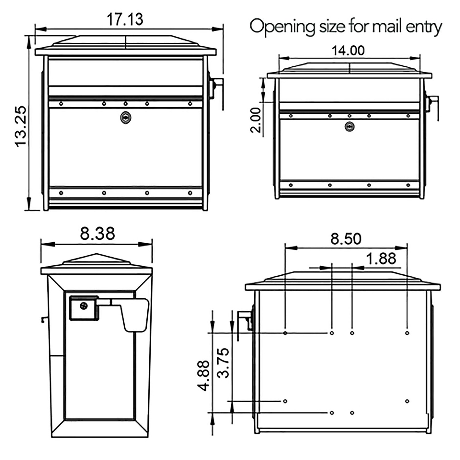 Architectural Mailboxes MailSafe™ Locking, Wall-Mounted Mailbox Medium, Black