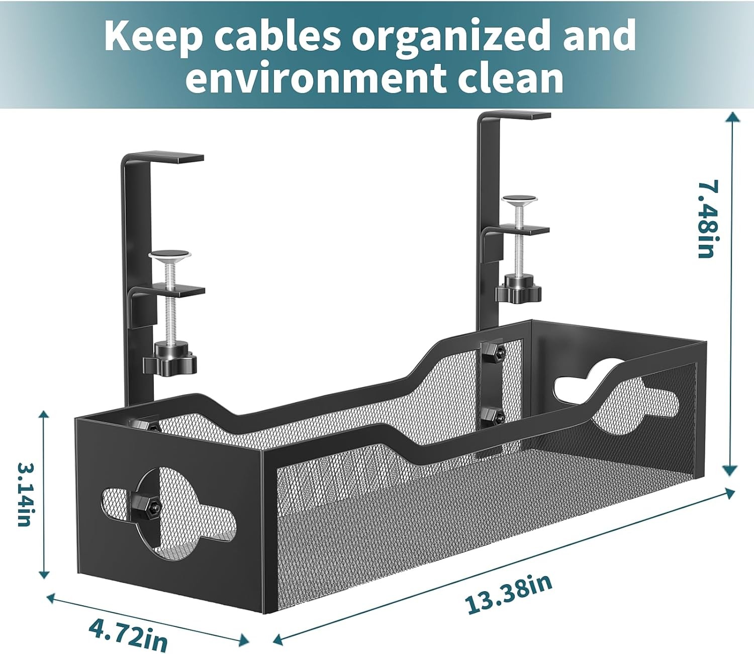 Under Desk Cable Management Tray Clamp Mount Wire Organizer