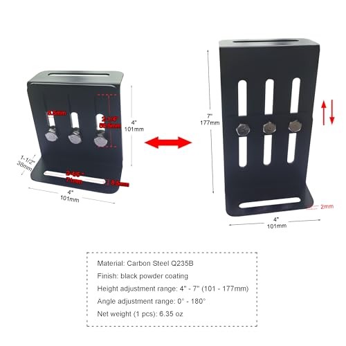 Pcs (2 Sets) Adjustable Solar Panel Tilt Mount Brackets, Heavy Duty 4 Black