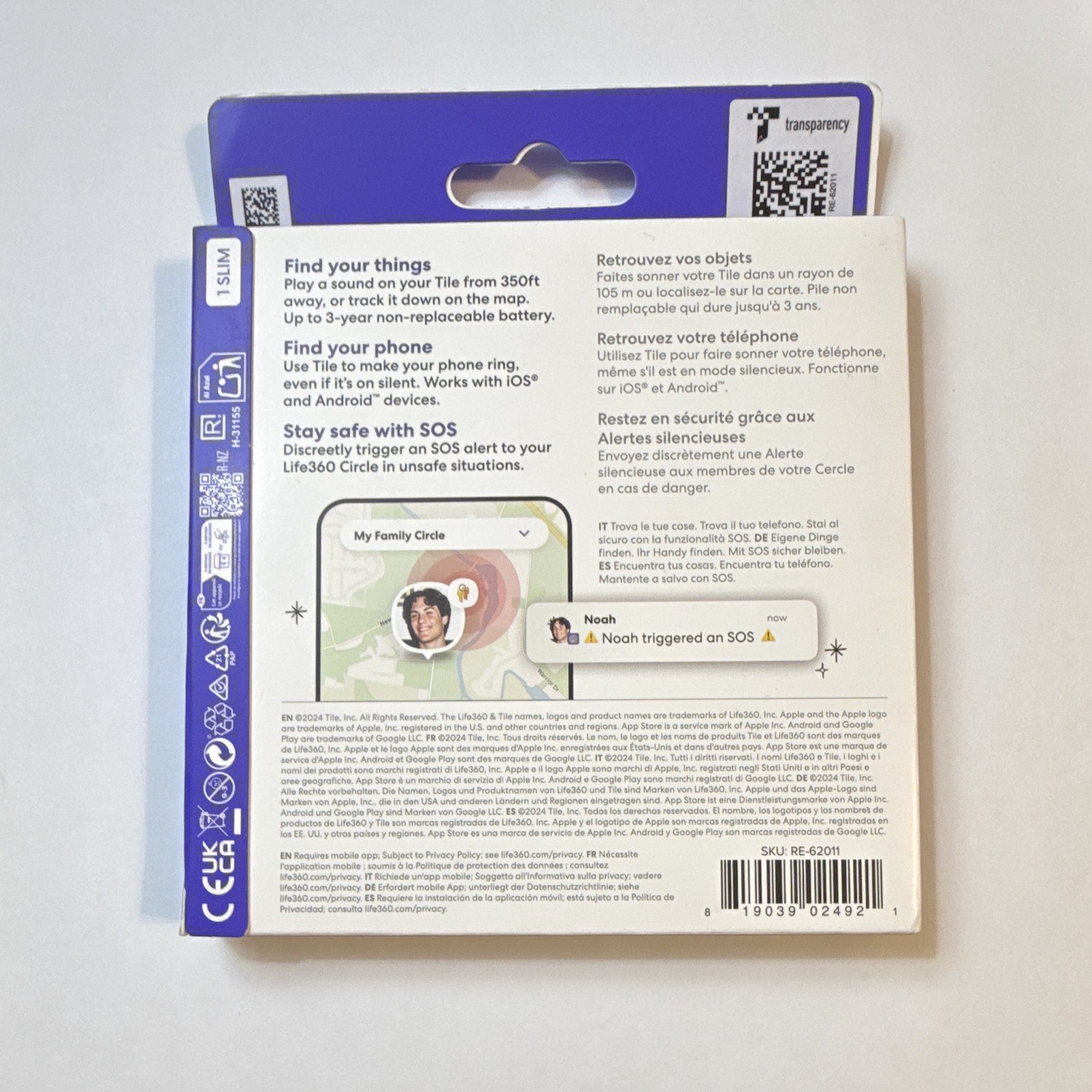 Tile Tile Slim Bluetooth Tracker Finder by Life360, MPN RE-62011