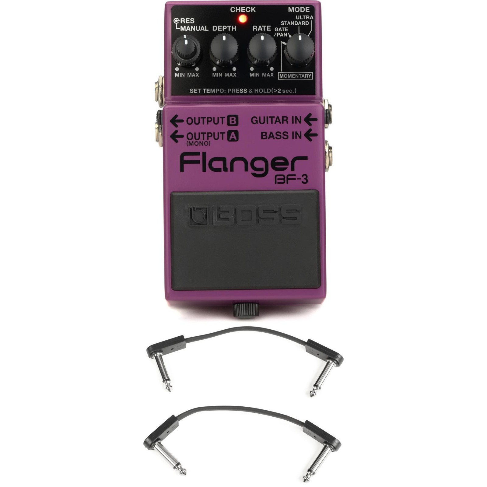 Boss BF-3 Flanger Pedal with EBS Patch Cables