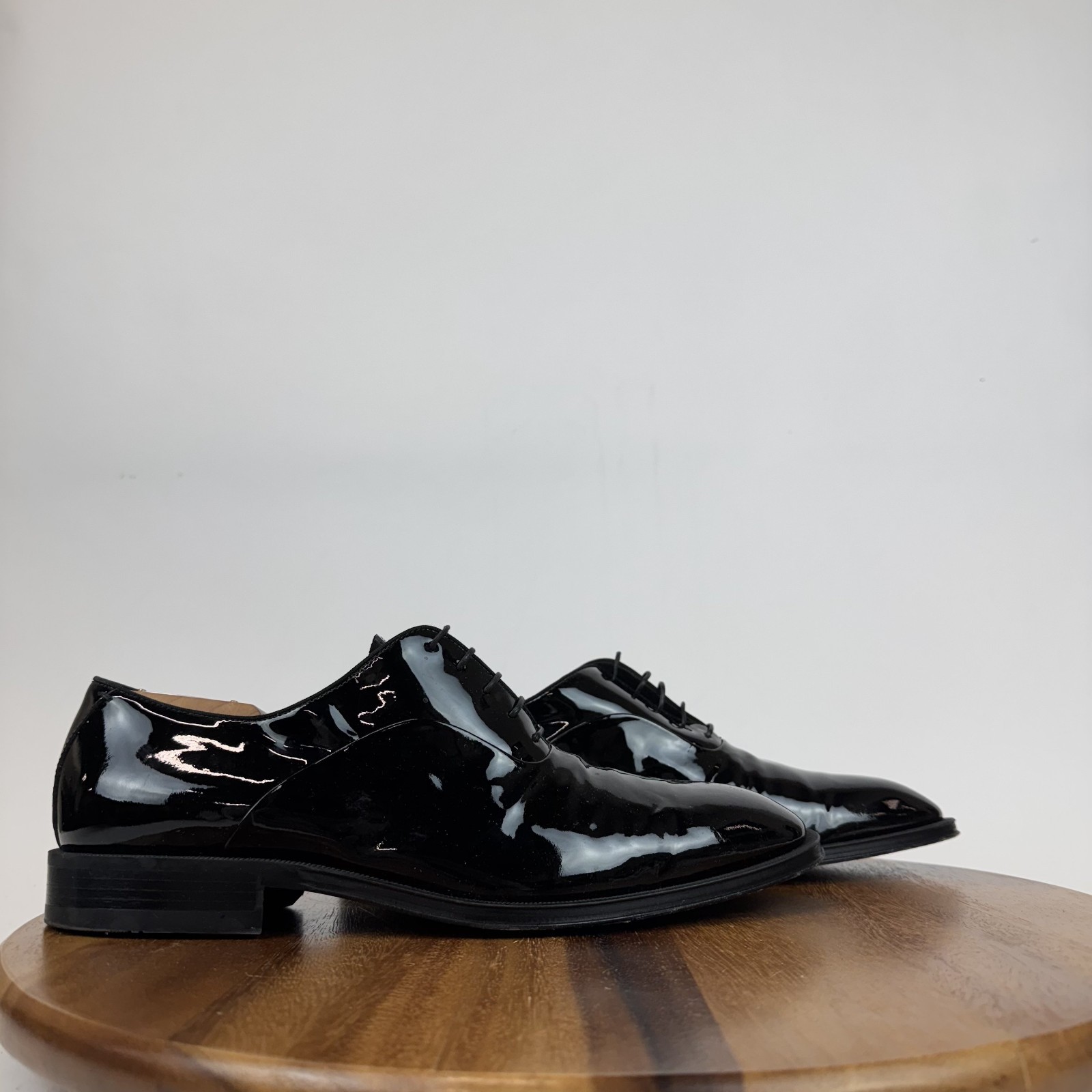 Mens Boss Derrek Black Patent Leather Formal Comfort Oxford Shoes Size 9.5 M GUC