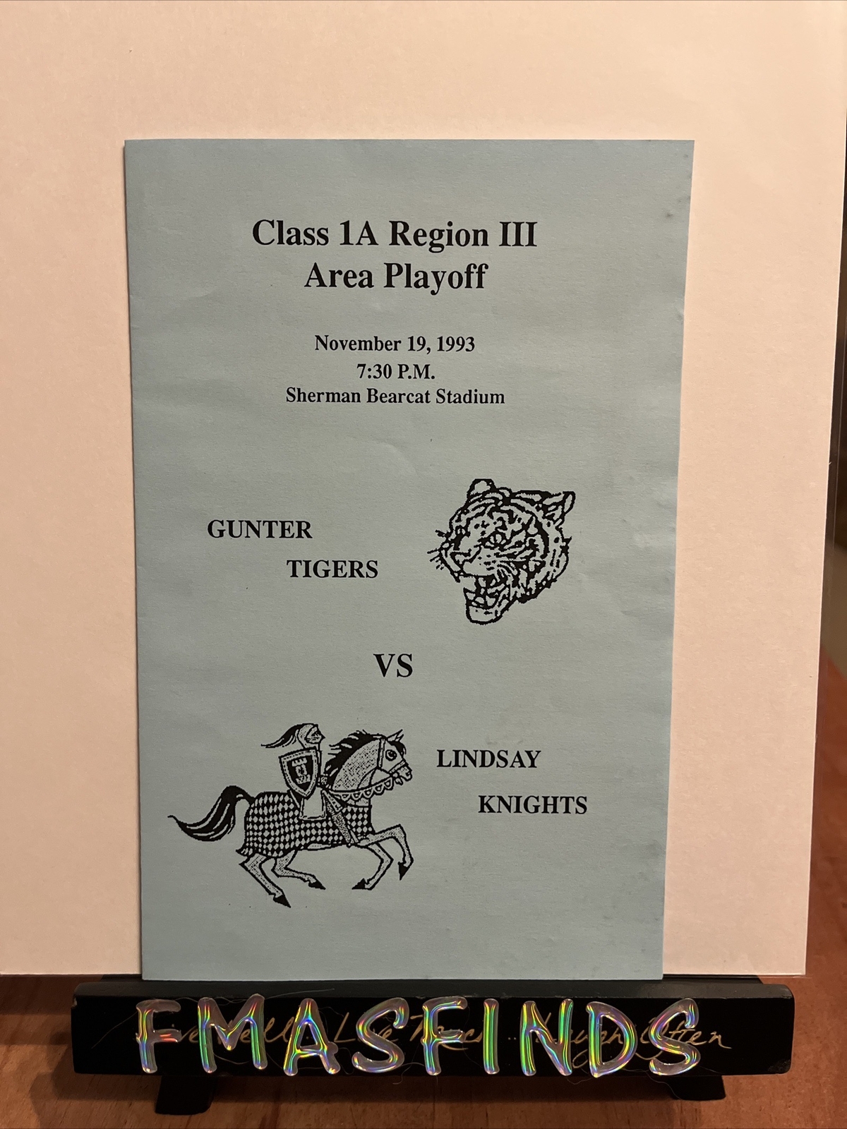 C1 1993 GUNTER TX vs LINDSAY PLAY-OFF PROGRAM High School Football