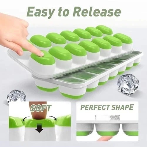 Ice Cube Tray with Lid, 4 Pack Durable Stackable Ice Cube Trays for Freezer with