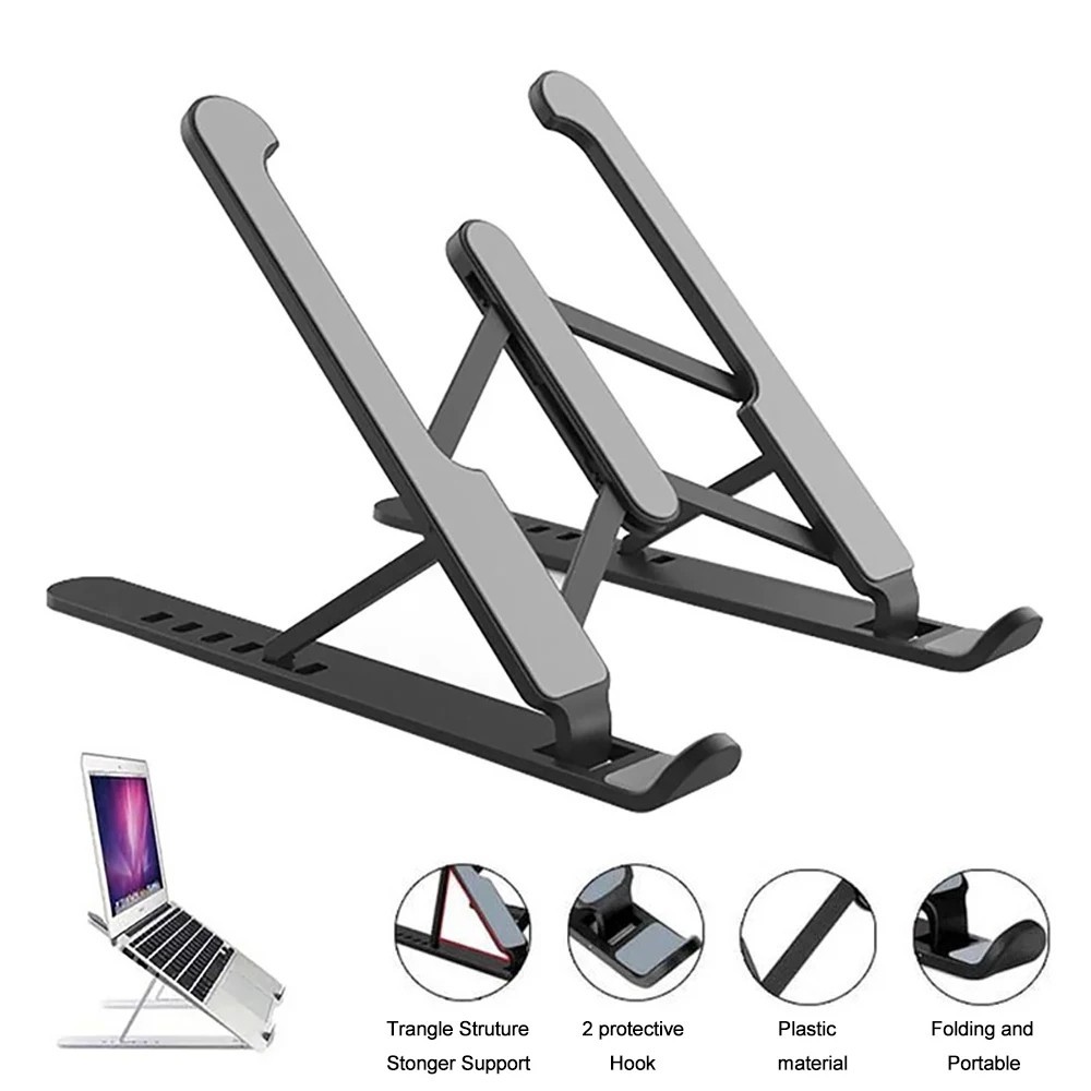 Foldable Adjustable Laptop Stand Portable Ergonomic Holder for MacBook Black