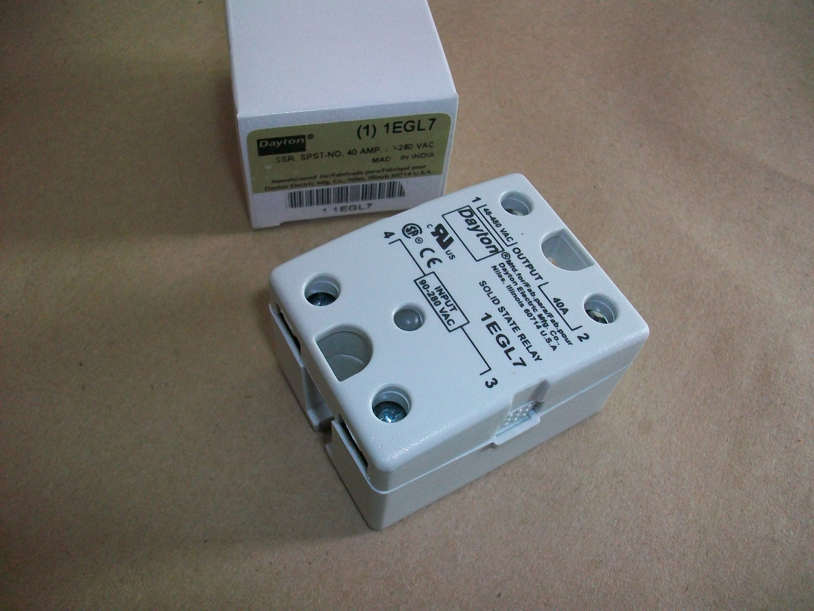 Dayton Solid State Relay 1EGL7  90-280VAC IN   48-480VAC OUT  @ 40AMP  NEW