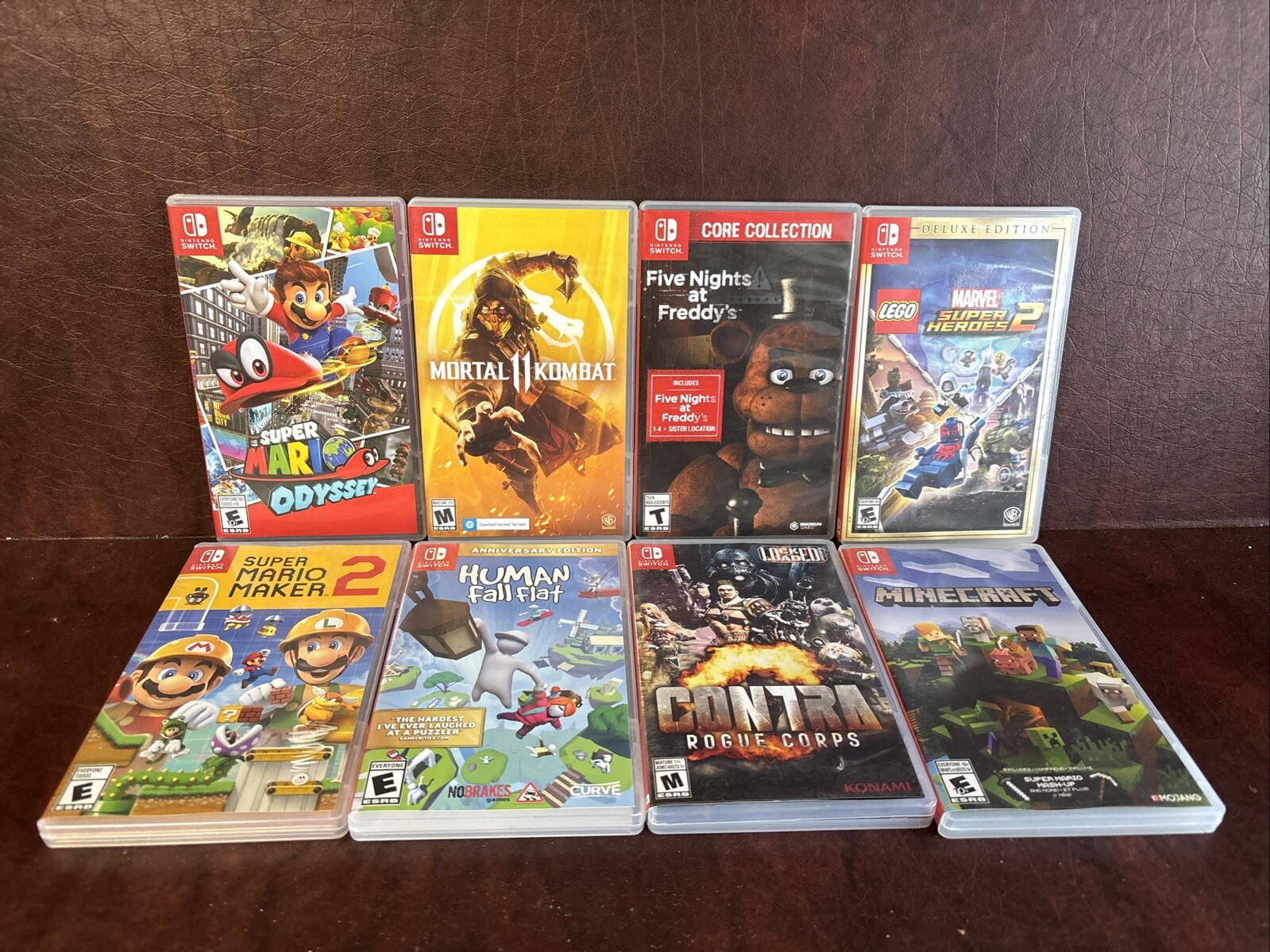 LOT Of 8 EMPTY Nintendo Switch Cases Minecraft Five Nights Freddy Marvel Mario