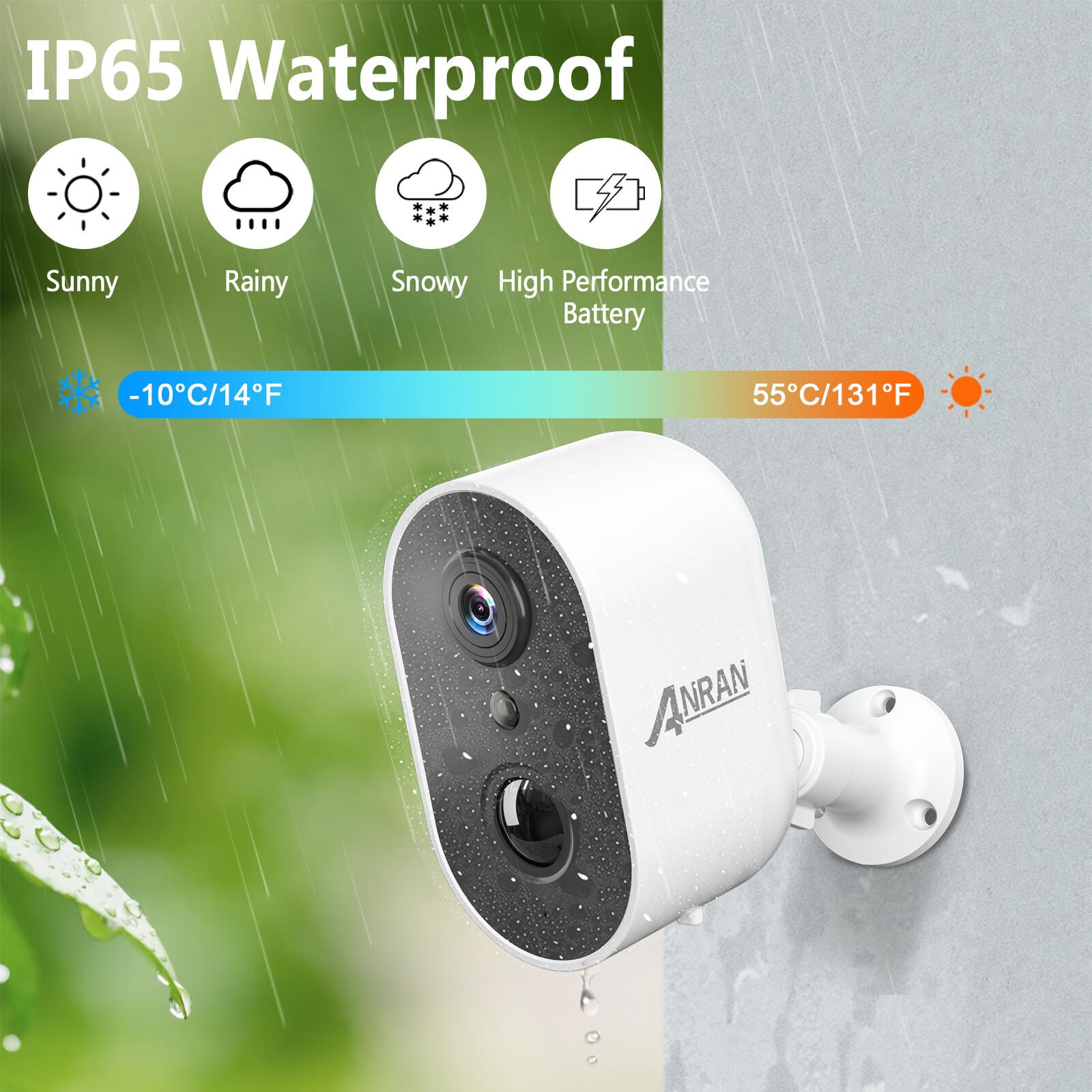 ANRAN Solar Battery Security Camera Wireless Outdoor 3MP WiFi Camera PIR Sensor