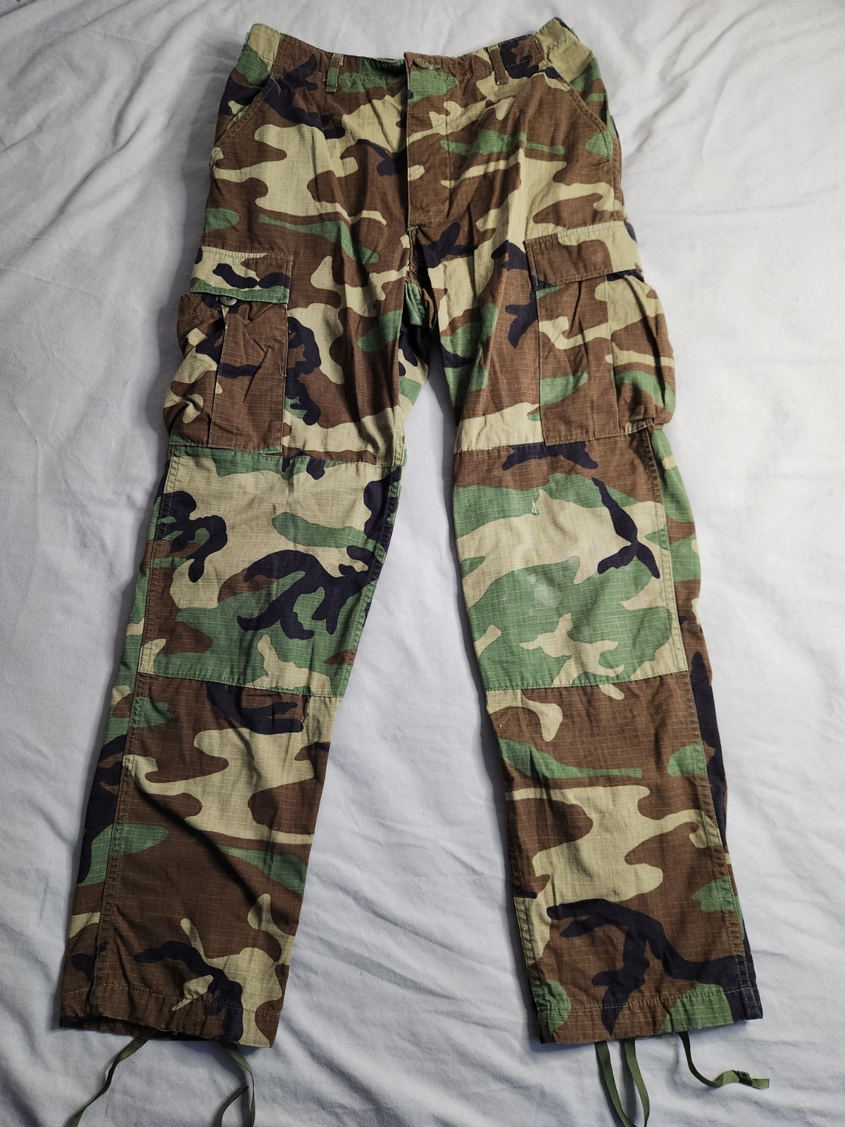 Vintage US Military Woodland Camo Pants Trousers Mens Sz Small Cargo Combat USA