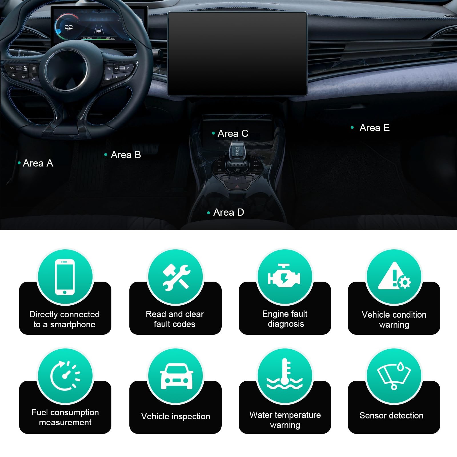 Zigeiya Car Bluetooth OBD2 Diagnostic Tool, Plug and Play Real-time Black