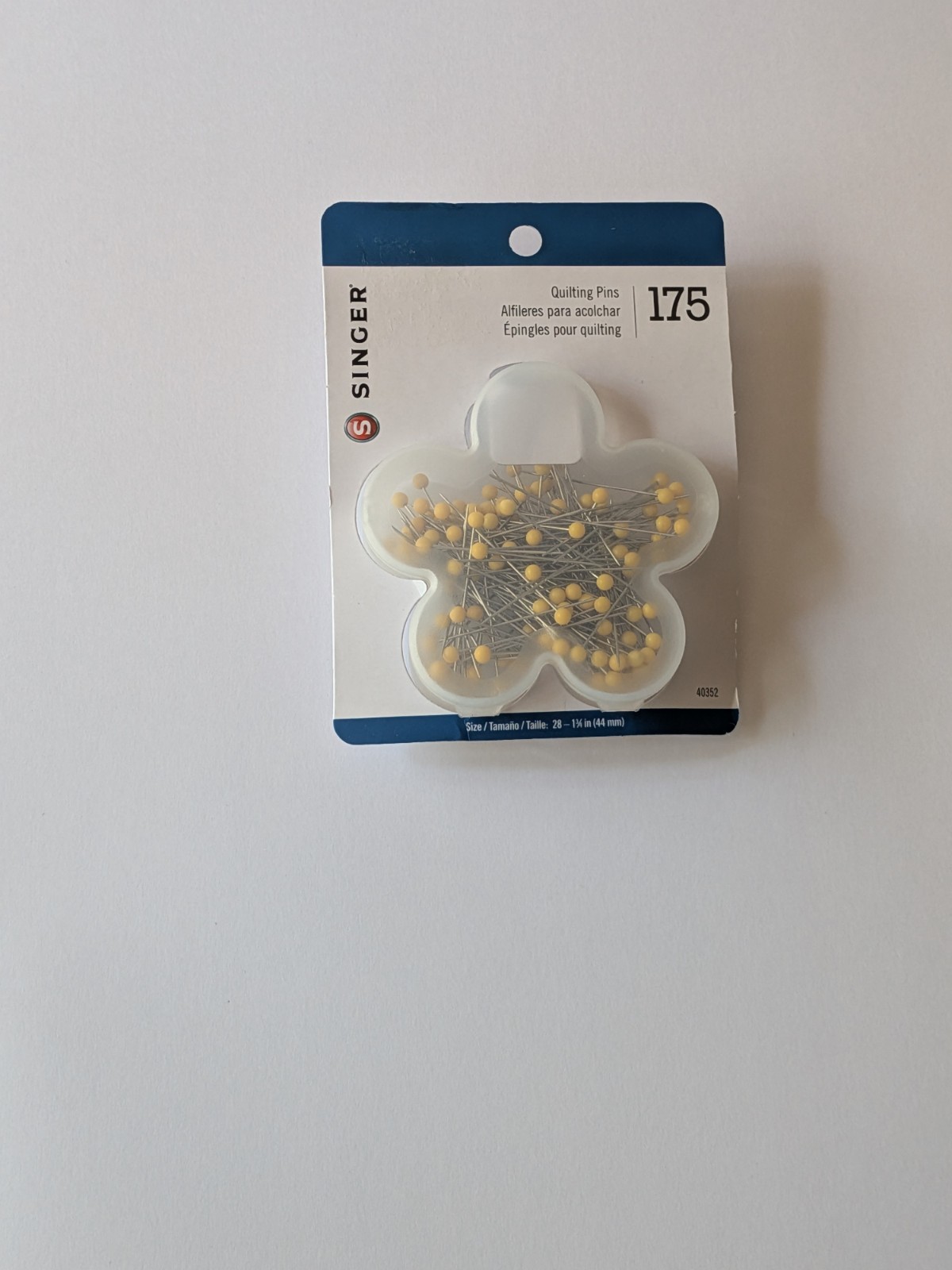 Singer Quilting Pins 175ct Flower Plastic Storage Case Size 28 1-3/4" Nickel Sew
