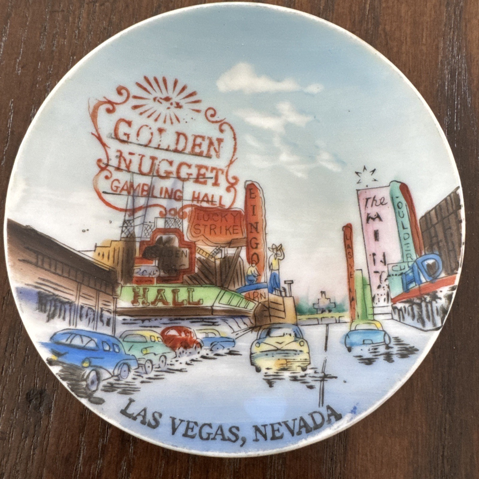 VTG Souvenir Plate Golden Nugget Casino Gambling Hall Las Vegas Nevada Mini 4”