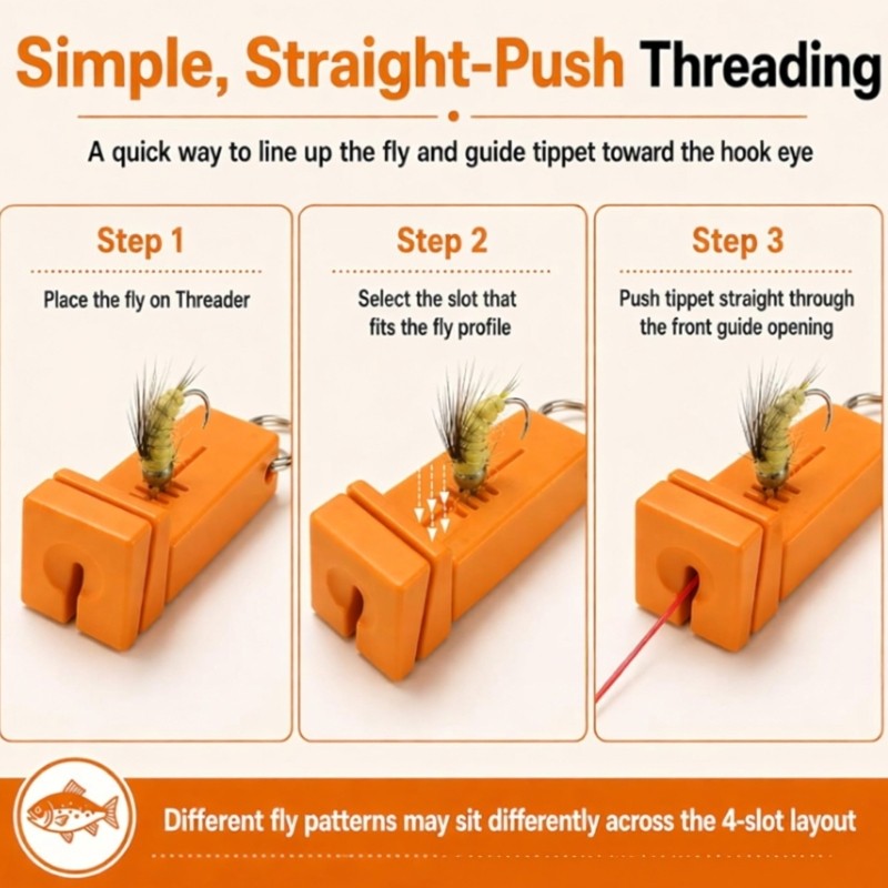 Tiny Opening Threader with Clip Point for Fly Fishing Gear Carry