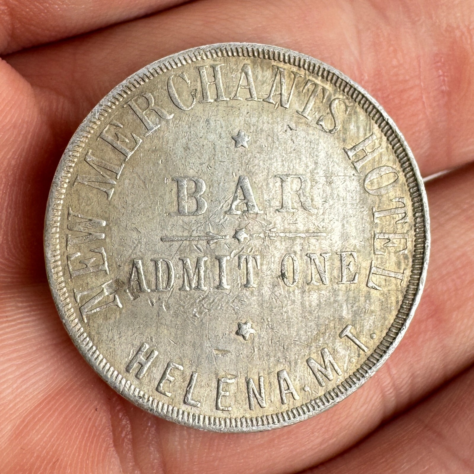 New Merchants Hotel Bar Saloon Helena Montana Territory Trade Token
