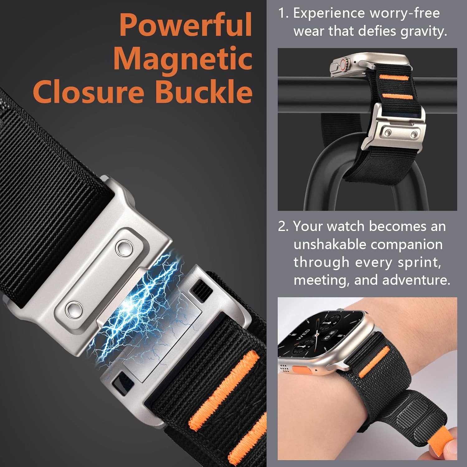 Magnetic Nylon Strap Compatible with Apple Watch Ultra 49mm Breathable Loop