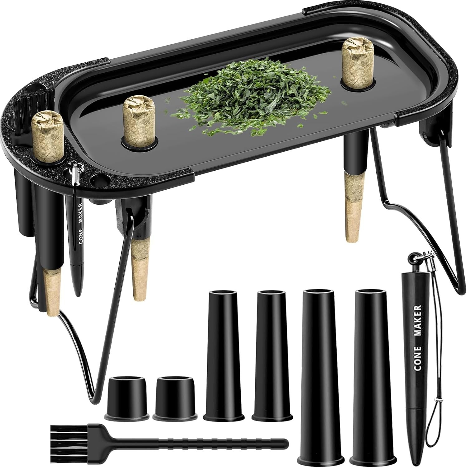 Metal Rolling Tray with Cone Loader, Cone Filler Roller, Rolling Machine & Tray
