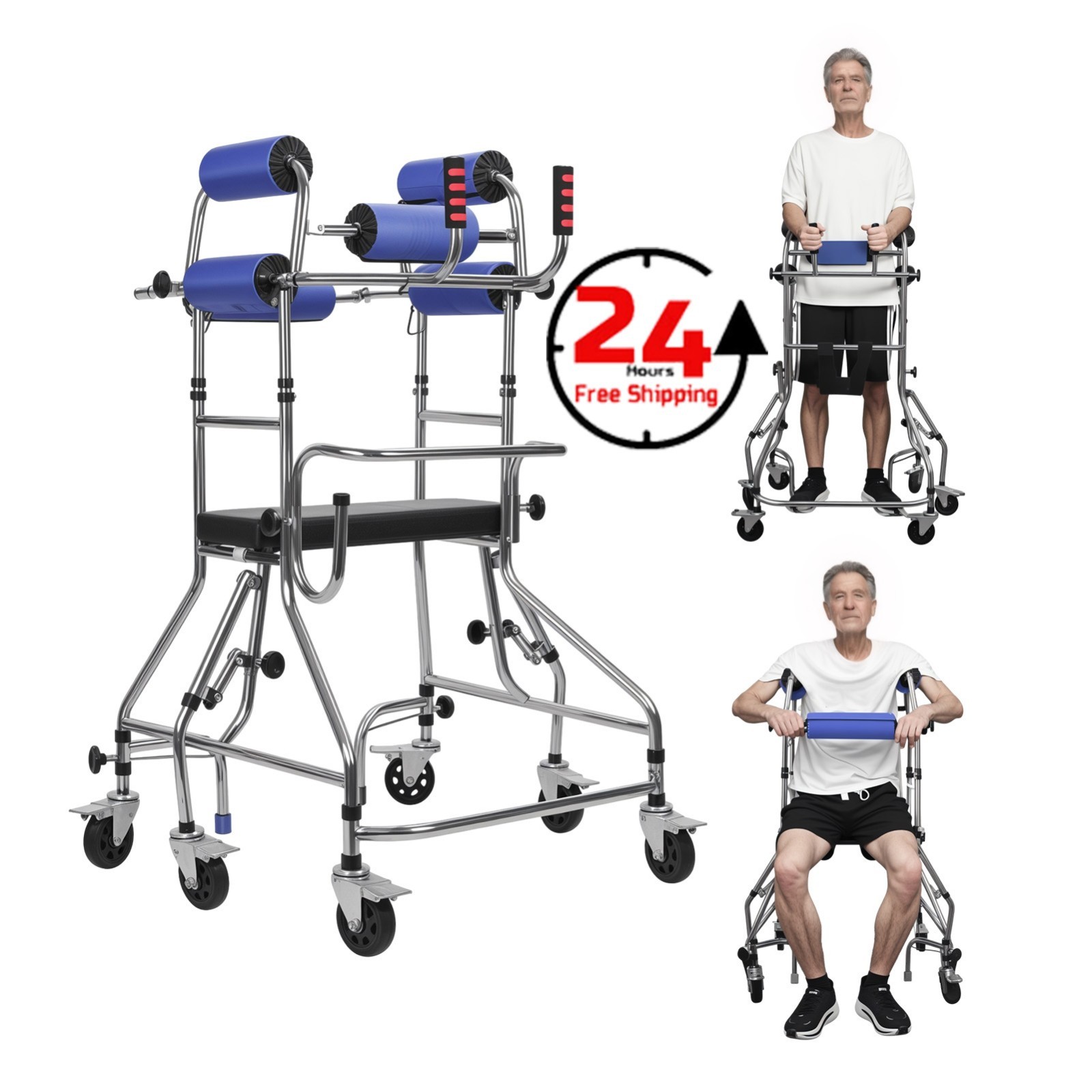 Adult Walker for Seniors Hemiplegia Rehabilitation Standing Frame,Anti Recline