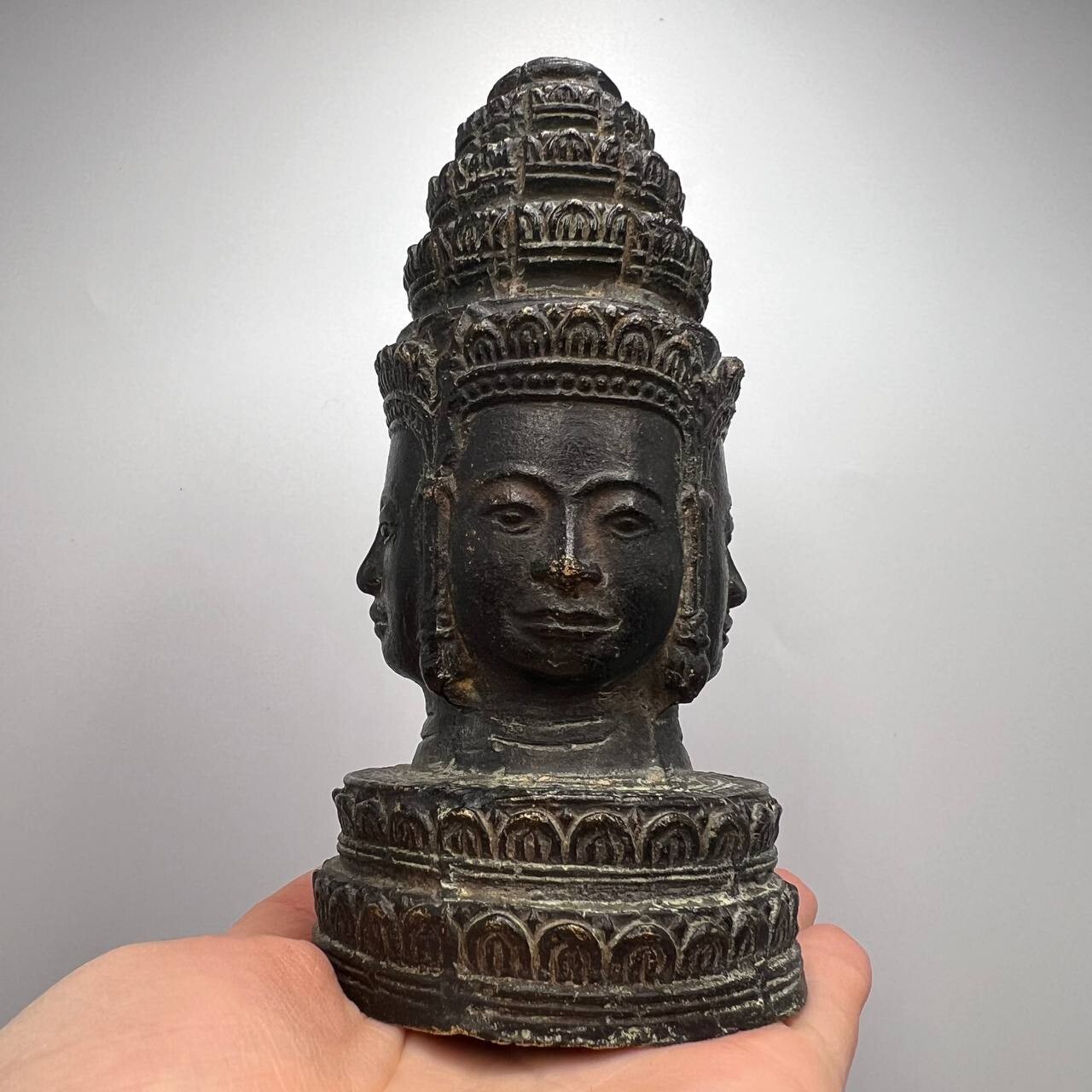 Vintage Buddha Figure Shiva Head Statue - Buddhist Asian Art Bronze Decor Dear C