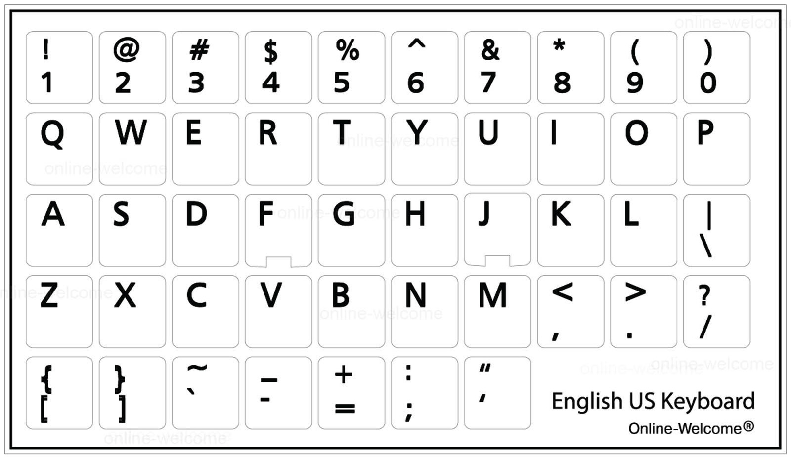 ENGLISH US KEYBOARD STICKER FOR COMPUTER LAPTOP WHITE BACKGROUND NON TRANSPARENT