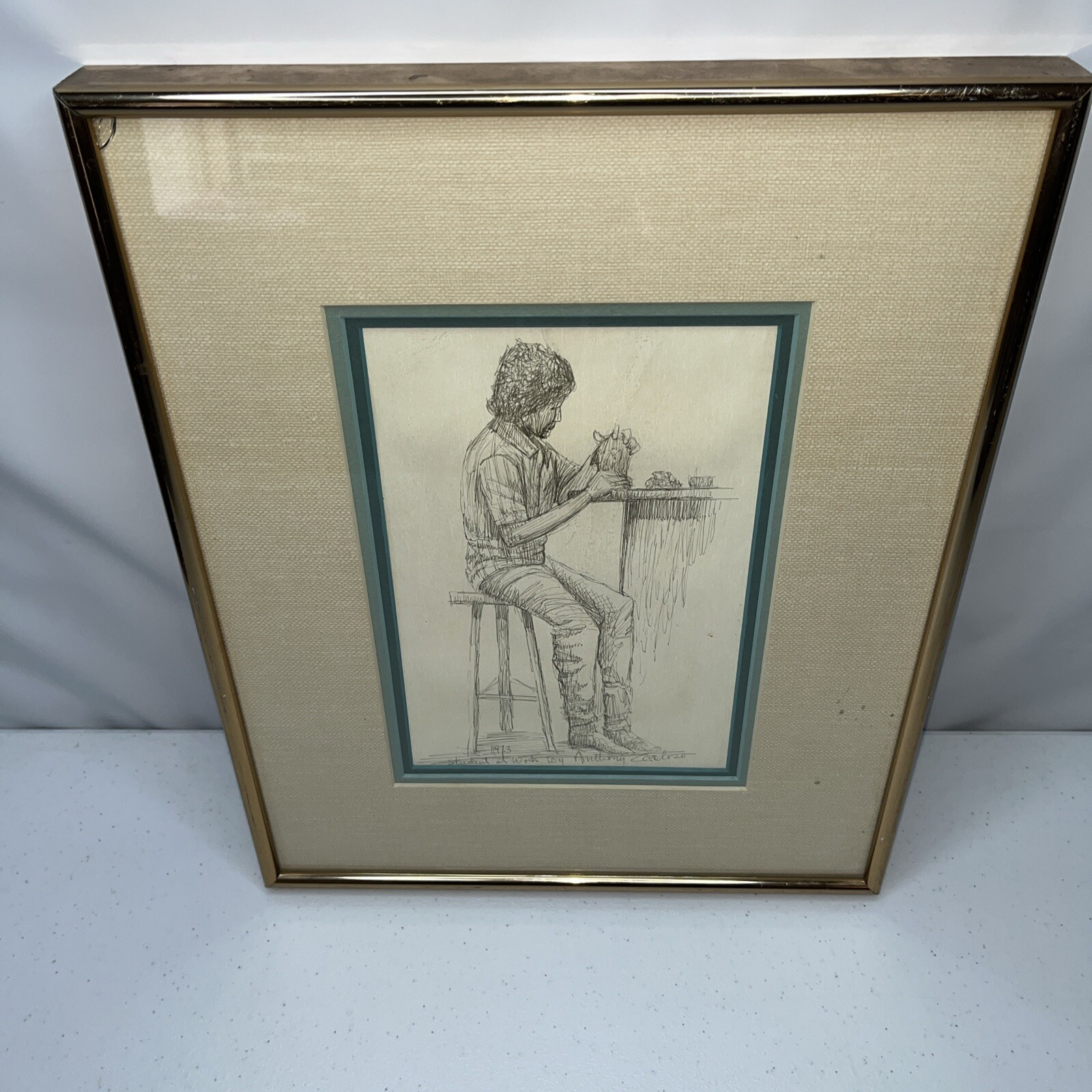 Anthony Cardoso Drawing 1973 Framed Signed Rare Original