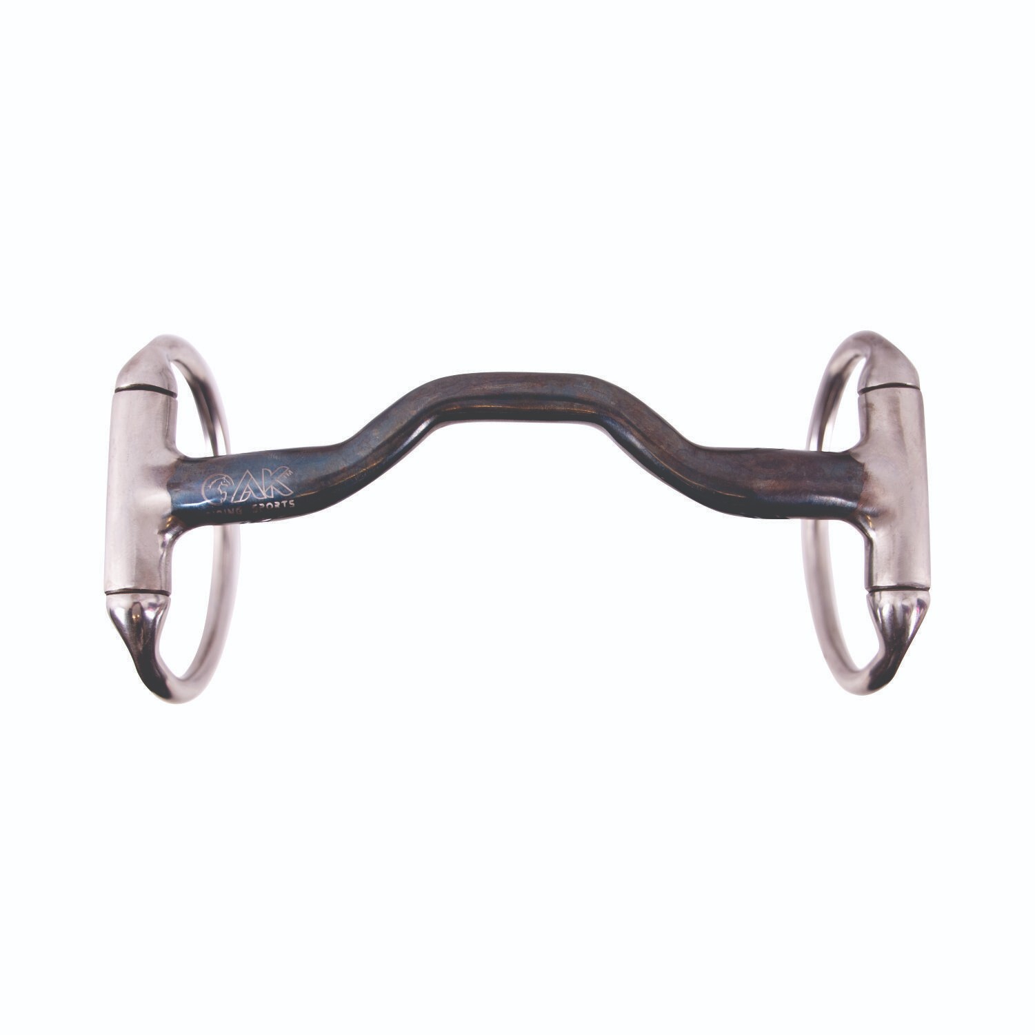 AK Solid Mouth Piece Ported Blue Silver Eggbutt in Sweat iron Horse Bit