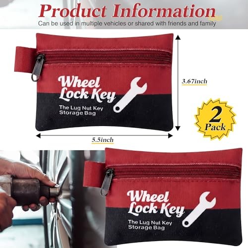 2Pack Wheel Lock Key Storage Pouch with Zipper() | Canvas Wheel Lock Key Red