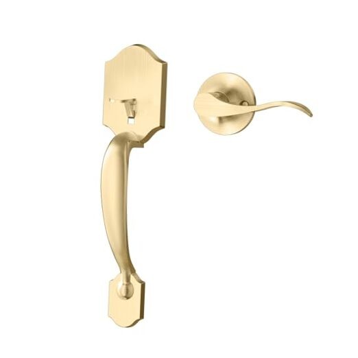 Front Door Handle, Entry Door Handle and Reversible Handle Lever, Wave Gold