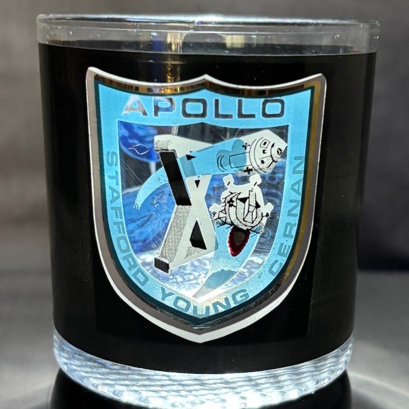 Vintage Apollo X Glass in cobalt blue with gold trim