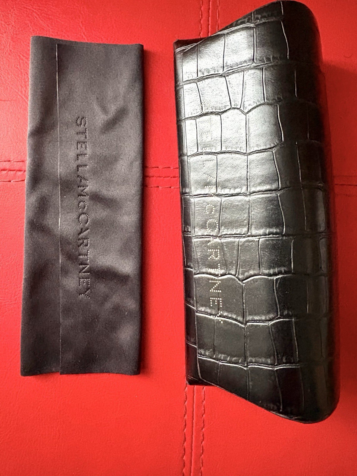 Stella McCartney Black Leather Geometric eyeglass case New