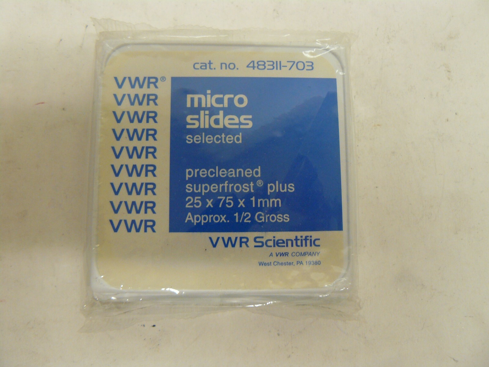 VWR 48311-703 MICRO SLIDES SELECTED PRECLEANED SUPERFROST PLUS 25 X 75 X 1 NEW