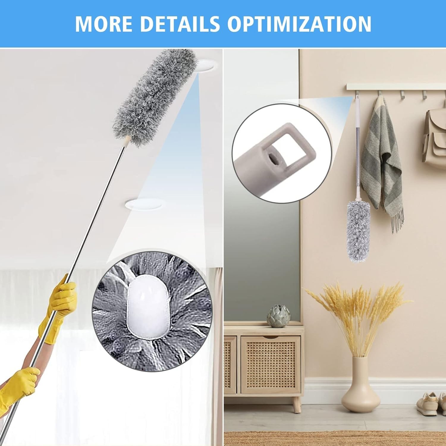 Complete Microfiber Duster Kit with Extendable Pole - Ideal for Home Cleaning