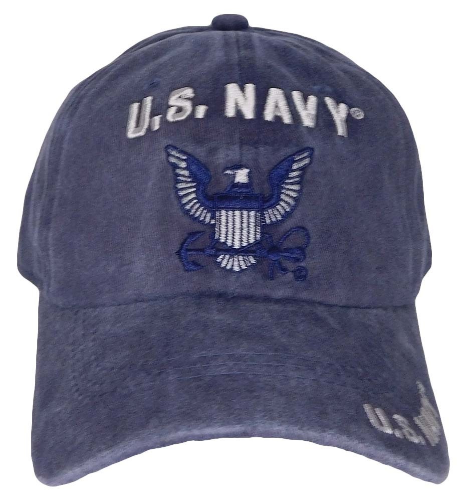 U.S. Navy Eagle Emblem Blue Cotton Adjustable Embroidered Cap Hat - Licensed