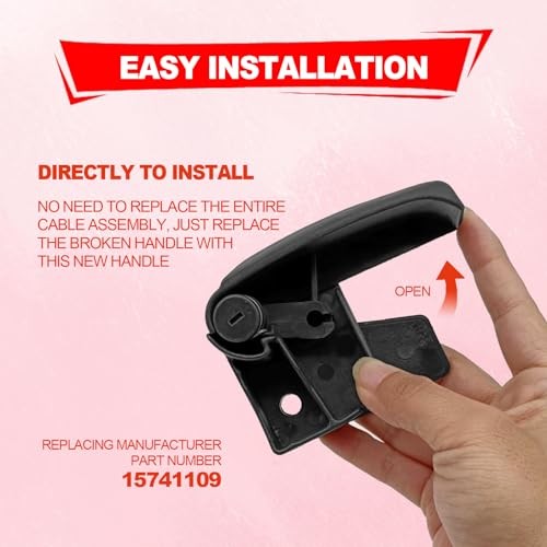 Hood Latch Release Pull Handle ABS Black Replacement for 1995-2007 GMC Cadilac