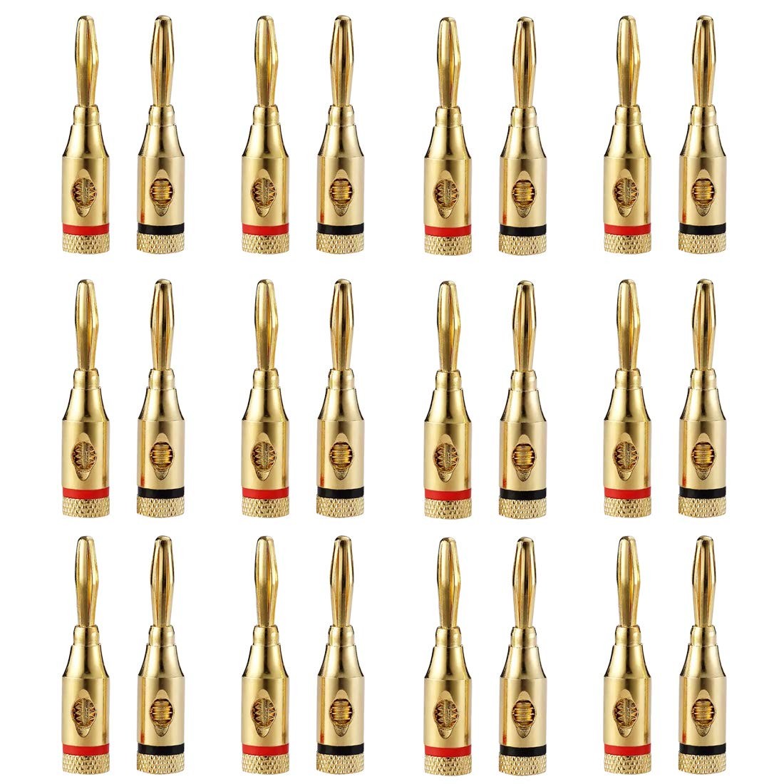 12 Pairs Banana Plugs Banana Connectors for Speaker Wire, Open Screw 24K Gold...